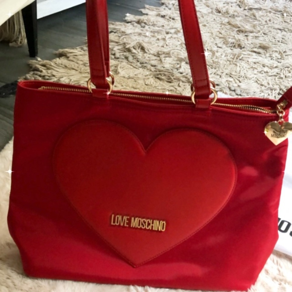 NEW Love Moschino Nylon   Large Bag with matching leather (not PU) card holder!